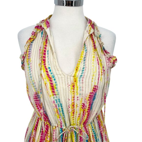 Black Tape Metallic Striped Sleeveless Tie-Dye Midi Dress Yellow Gold Size Small - Picture 3 of 13